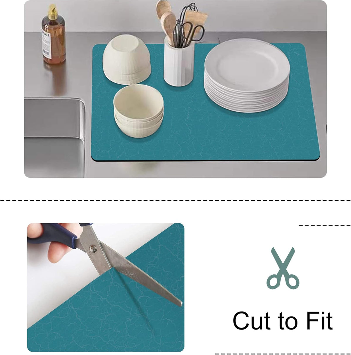 GOLENER Coffee Mat - Hide Stain Rubber Backed Absorbent Dish Drying Mat for Kitchen Counter- Bar Accessories Fit Under Coffee Maker Machine Cafe Pot Espresso Machine Dish Rack