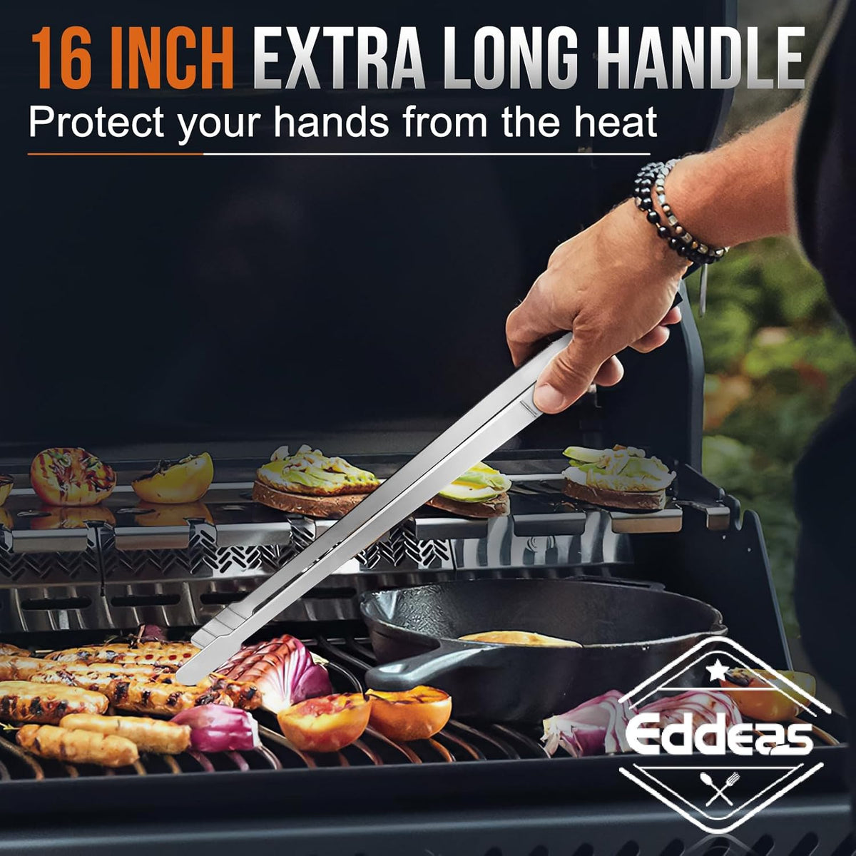 16 Inch long Kitchen Tweezers - 2 Pack large Tweezer Tongs for Cooking, Heavy Duty Stainless Steel Heat Resistant 600°F Food tweezers, Dishwasher safe