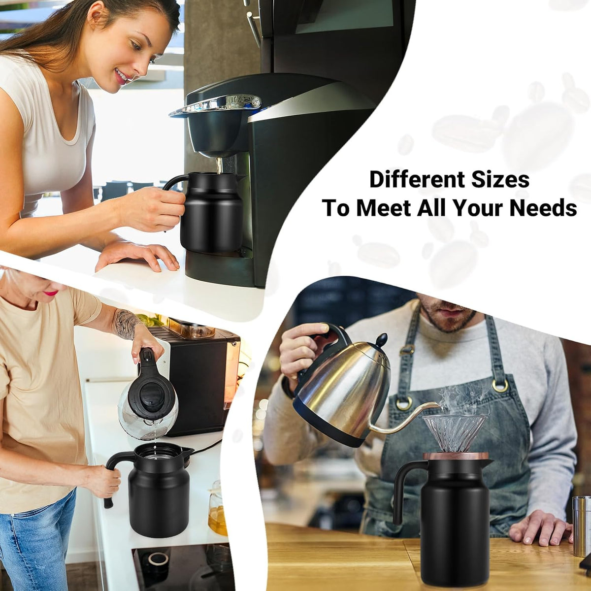 27Oz Thermal Coffee Carafes For Keeping Hot/Cold, Stainless Steel Coffee Carafe, Dustproof Insulated Water Carafe for Party/Home,Black