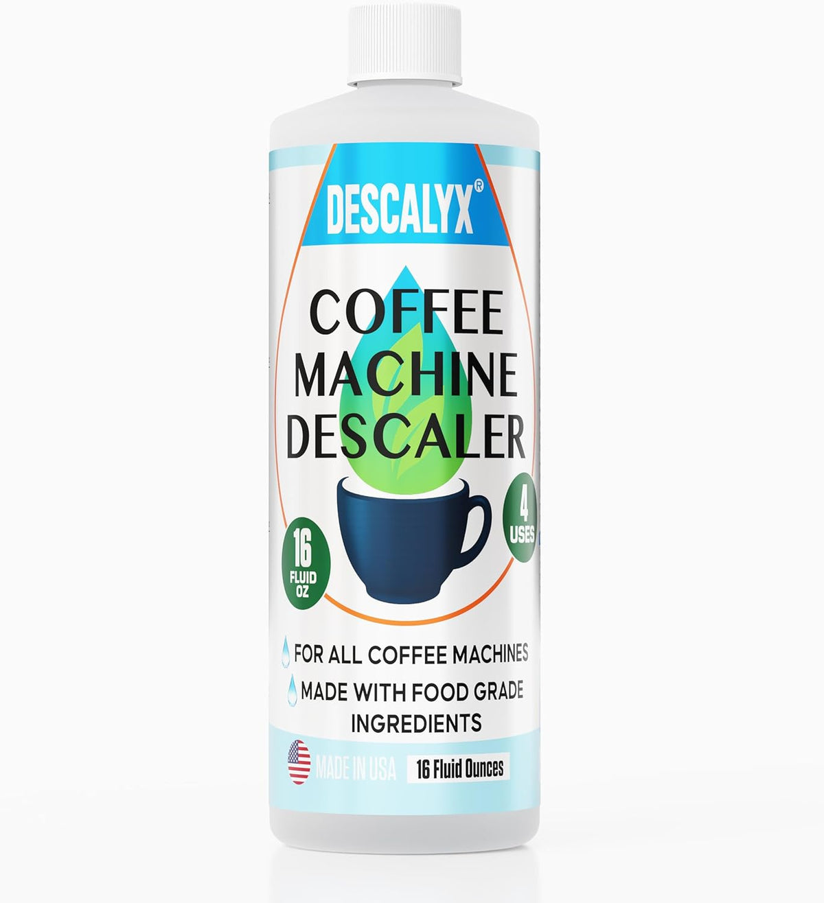 Coffee Machine Descaling Solution | 16 oz (4 uses) | Keurig Breville Nespresso Cuisinart | Coffee Machine Liquid Descaler Cleaner | Automatic Coffee Makers & Espresso Machines. Made in USA