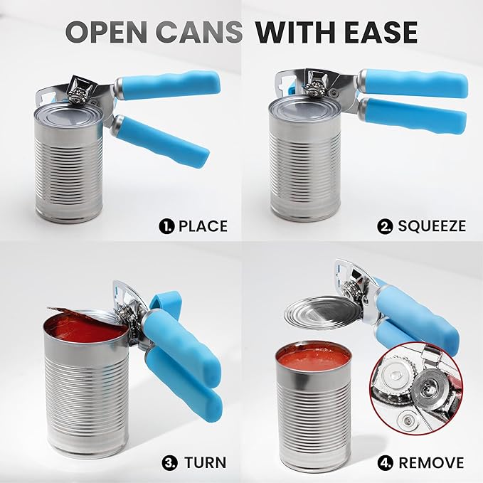 Zulay Kitchen Manual Can Opener with Bottle Opener with Turn Knob
