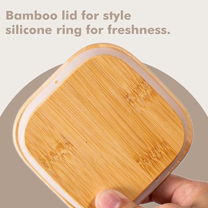 51oz 3PCS Glass Storage Container with Wood Lid for Kitchen Organization, Food Storage Pantry Jar with Airtight Lids for Cereal, Oat, Pasta, Flour, Rice, Sugar, Tea, Coffee, Cookie, Candy