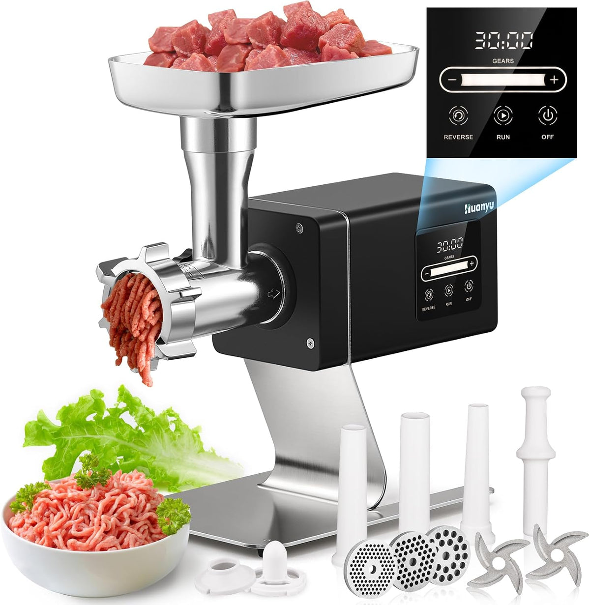 Huanyu Meat Grinder 1.3HP, Commercial Bone Grinding, Heavy Duty Stainless Steel with Touchscreen for Effortless Meat & Bone Processing #12