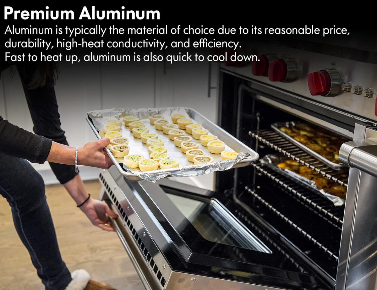 CURTA 12 Pack Aluminum Sheet Pan, NSF Listed Half Size 13 x 9 inch Commercial Bakery Cake Bun Pan, Baking Tray