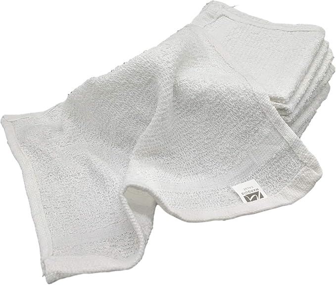 12 Inch x 12 Inch White Cotton Value Washcloths - Reusable Lt Weight Thin Cloth Rags - Bath/Exfoliating/Kitchen/Garage - 3/4 Lb per Dozen - Set of 120