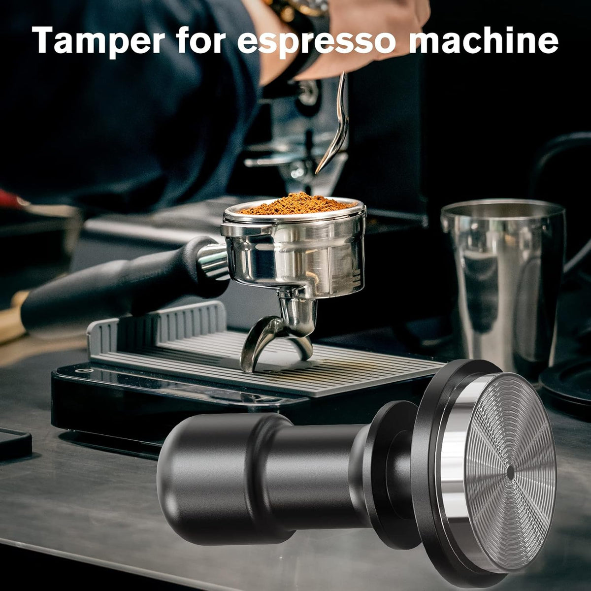 PUSEE 51mm Espresso Tamper - Premium Calibrated Coffee Tamper with Spring Loaded 30lb Pressure, Stainless Steel