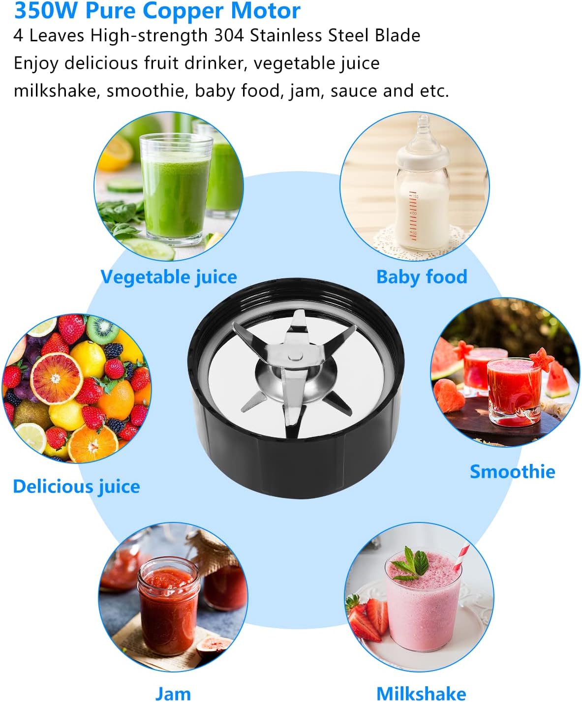Personal Blender with Button,350W Professional Kitchen Blender for Smoothies and Shakes,Portable Smoothie Maker Mixer,Easy Cleaning&Operation,Suitable for Carrying or Storage