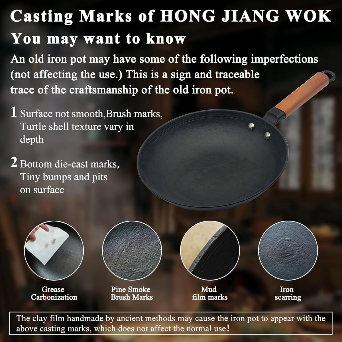 10 inch Omelette Pan, Uncoated ICH Clay Mold Cast Iron Egg Frying Pan with Wood Handle, Preseasoned Lightweight Healthy Small Skillet for All Stoves