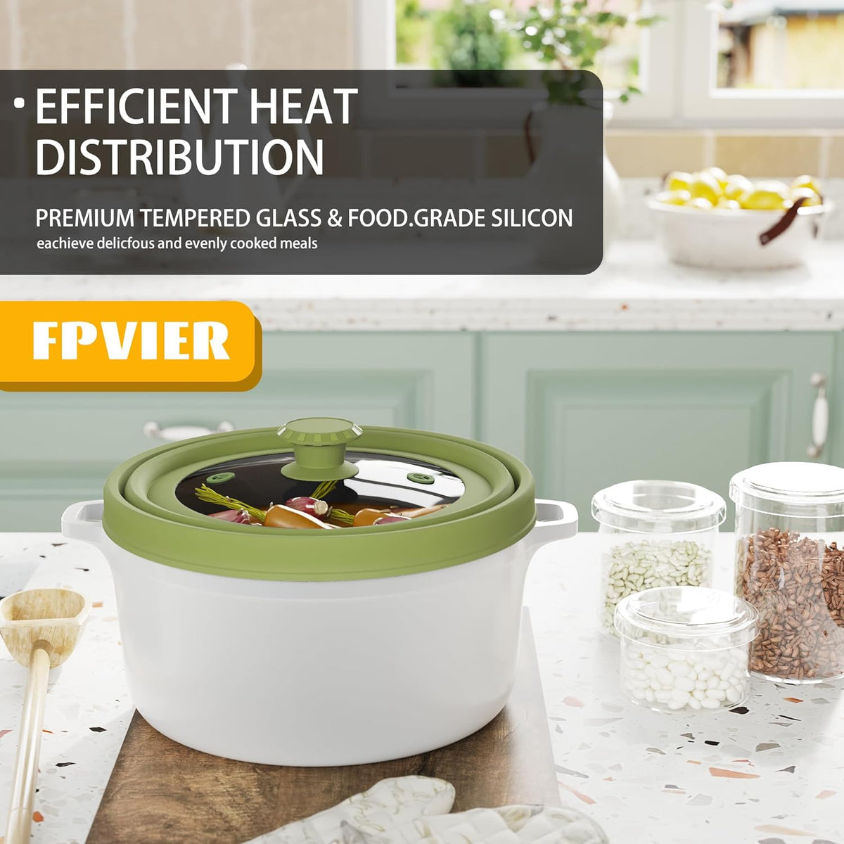 Collapsible Microwave Splatter Cover - Vented Silicone & Glass Lid with Easy-Grip Handle, Fits 6 to 10 Inch Plates & Bowls, 10.8 Inch Diameter, Prevents Splatters & Ensures Even Heating