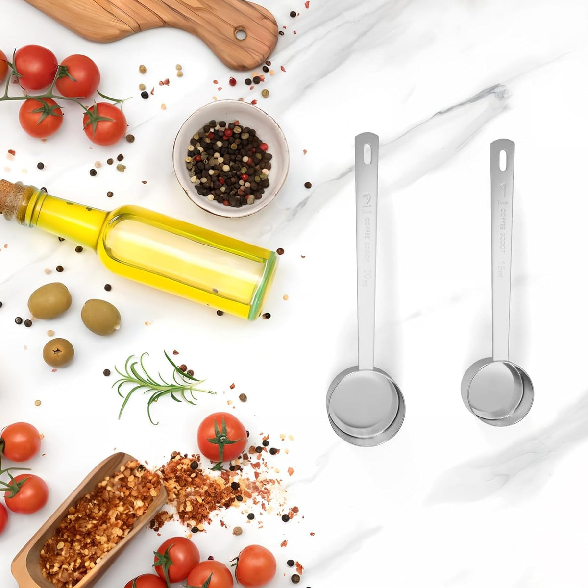 1PCS 2 Tablespoon Coffee Scoop, Long Handle Measuring Spoon, Two tbsp (30ml, 1/8cup) Stainless Steel Scooper