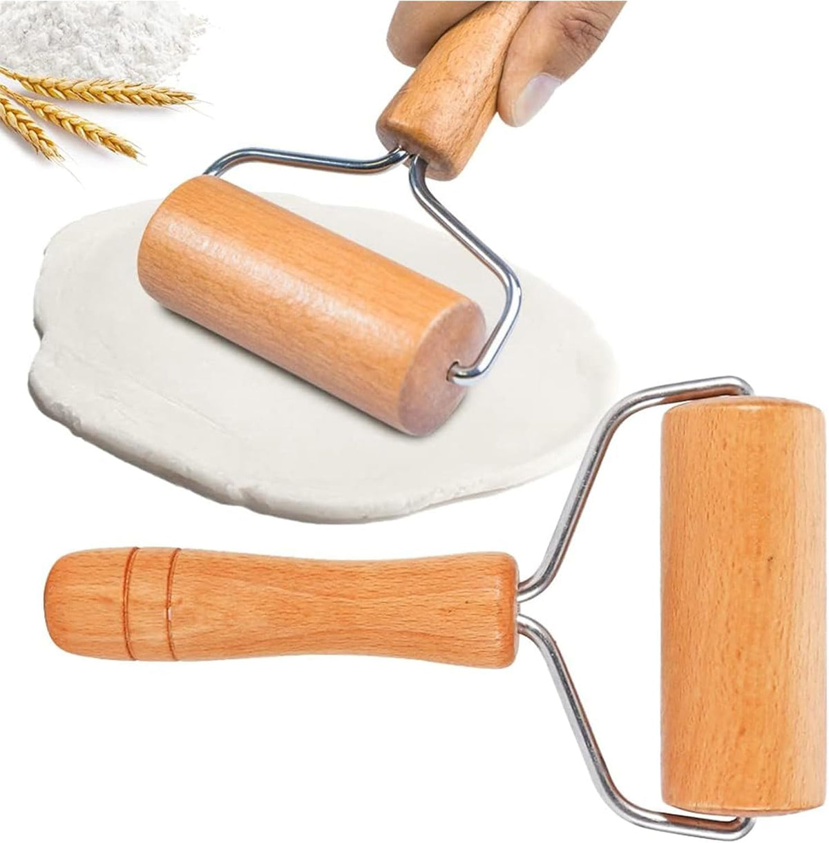 Rolling Pin, Small Rolling Pin Tortilla Roller, Wooden Dough Roller Fondant Tools for Home Kitchen Baking Cooking Pastry Tortilla Pizza Cookie(9.5cm*19cm)