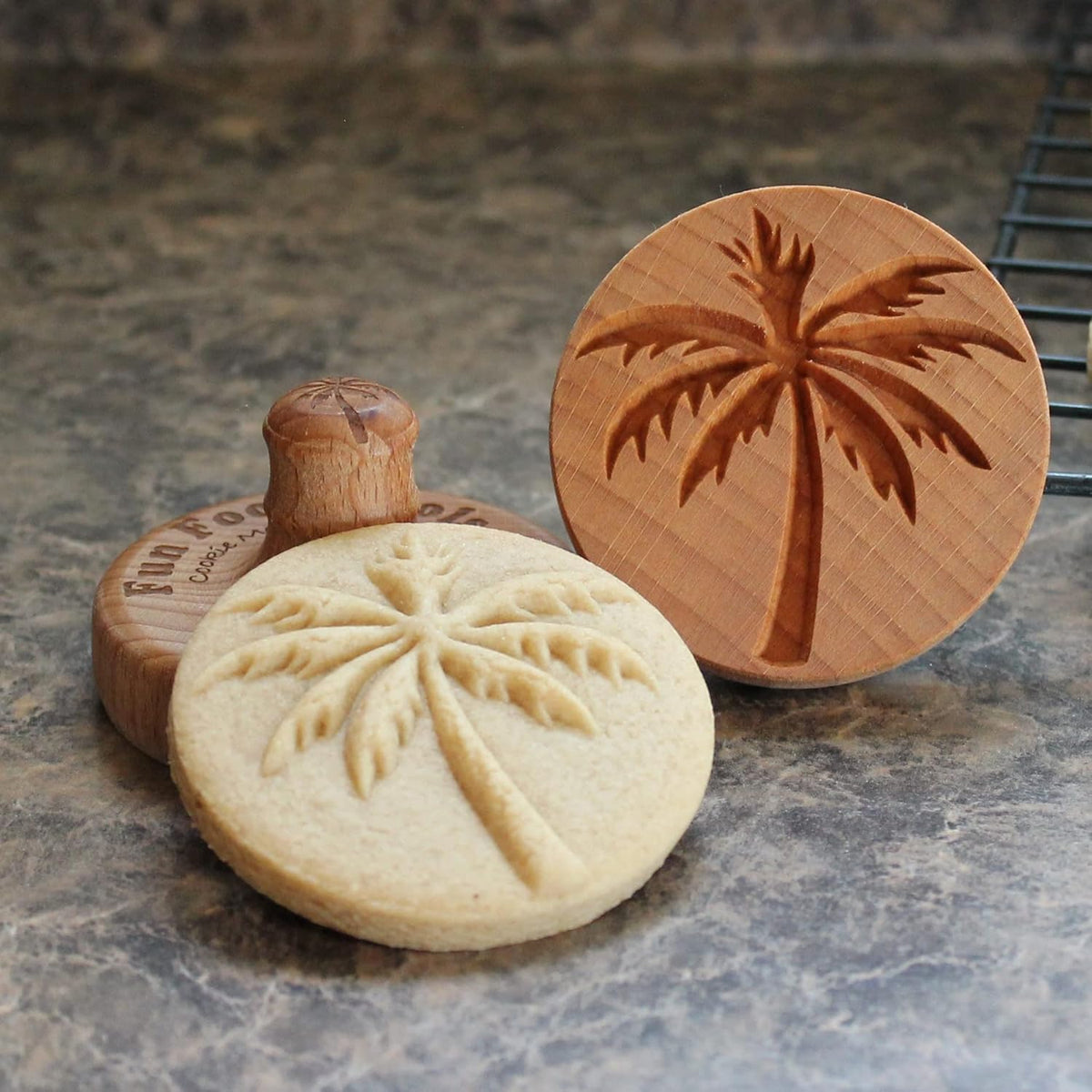 Wood Cookie Stamp, 2.5 Inch (Palm Tree CS 012)