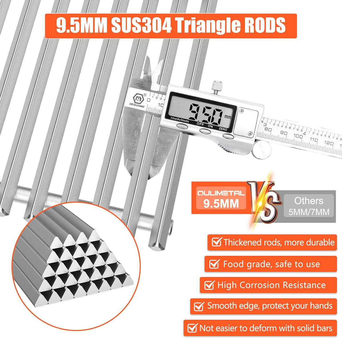 9.5MM Grill Grates for Weber Spirit 300 & GS4 Spirit II 300 Series, Genesis Silver B & C, Genesis Gold B & C, Genesis Platinum B & C, Genesis 1000-3500 Grills, for Weber Spirit Grill Grates 7638 7639