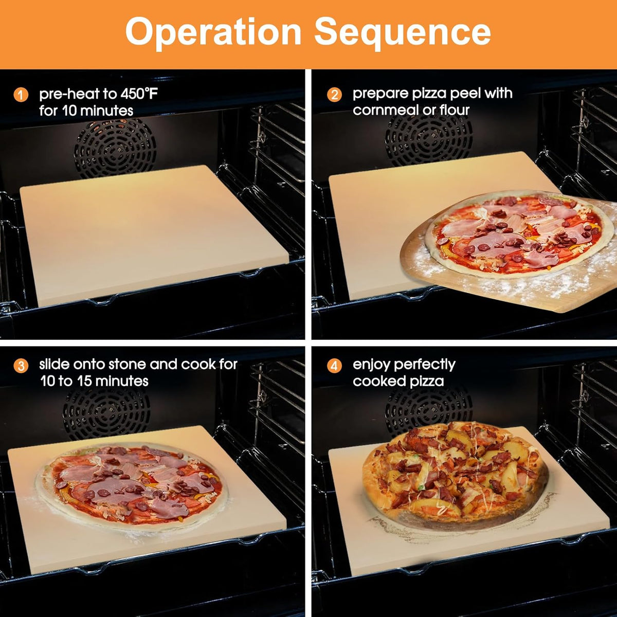 12x12 inch Pizza Stone,for RV Oven and Grill,square baking stone, cordierite pizza stone,for Pizza,Bread, Pie, BBQ, Durable and Safe, Give away Plastic Scraper