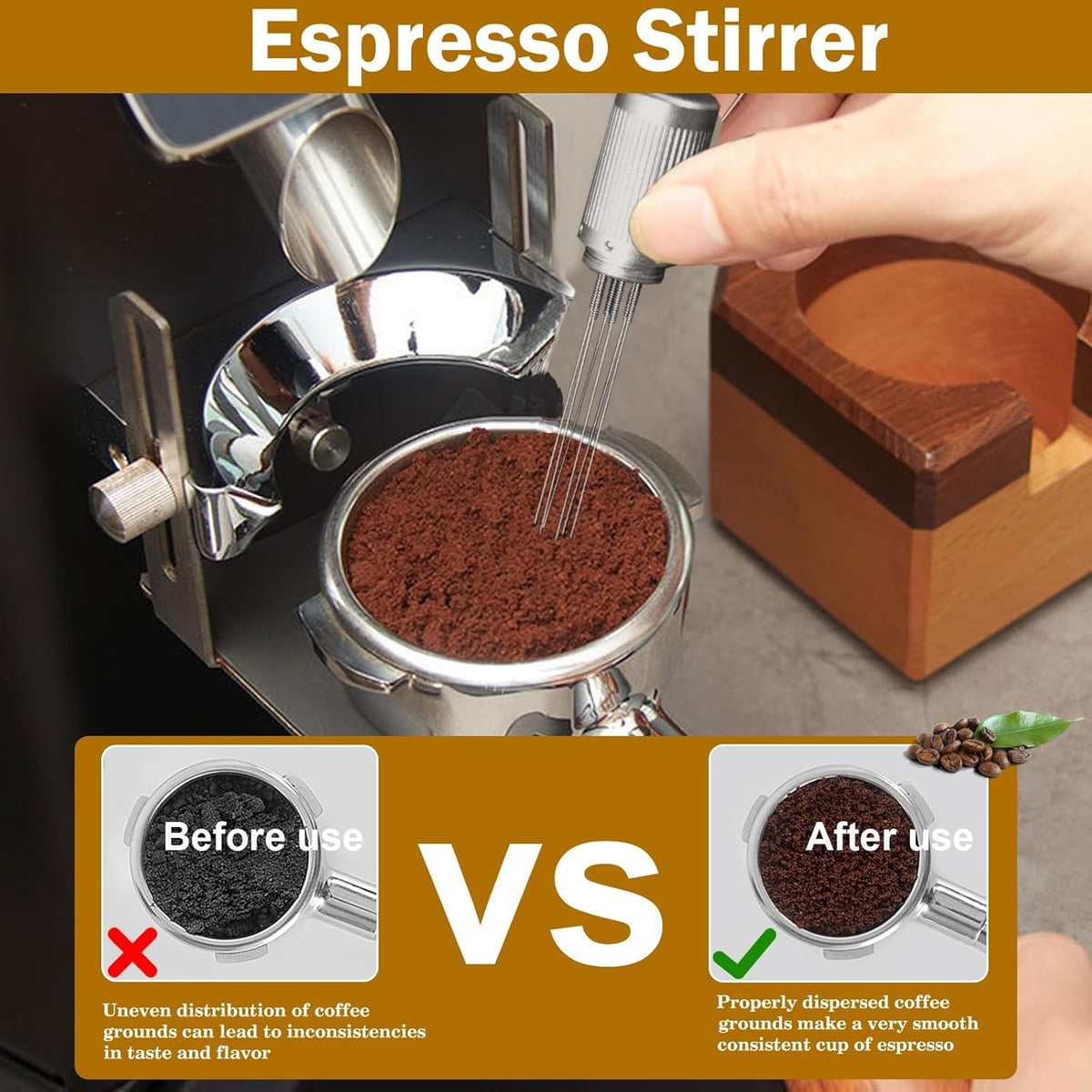 53mm Espresso Accessories Kit,Wdt Tool Espresso,Solid Espresso Tamper,Dosing Funnel and Coffee Puck Screen,Silicone Tamper Mat,0.4mm Stainless Steel 6pin Espresso Stirrer,Barista Tools Espresso Kit