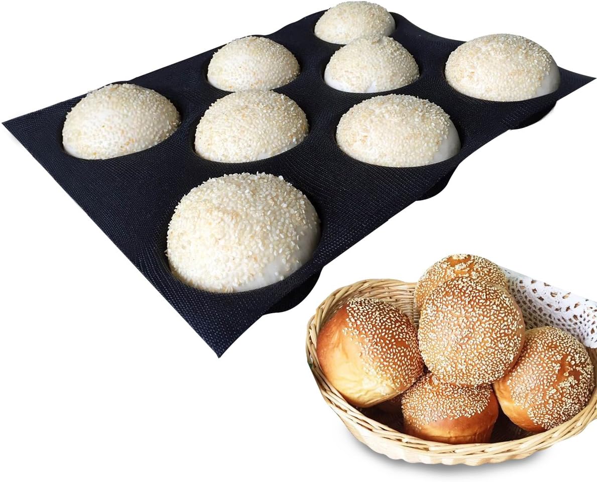 Bluedrop Silicone Bun Bread Forms Round Shape Trays Perforated Bakery Molds Fit Half Pan Size