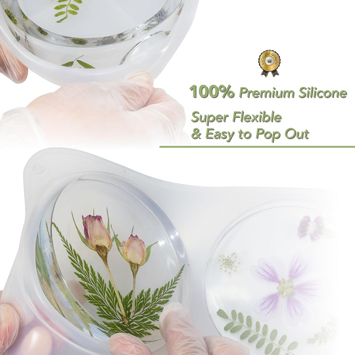 6-Cavity Deep Coaster Molds with 4 Inches Thickened Coaster Holder Silicone Mold for Epoxy Resin, Coaster Resin Molds for DIY Art Craft Cup Mats Flower Bouquet