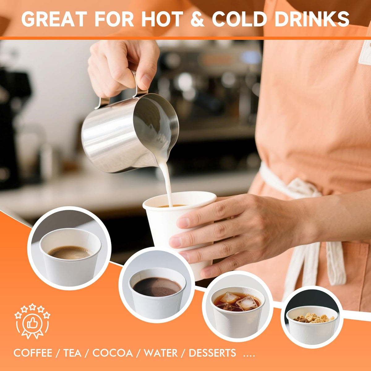 100 Pack 12 oz Disposable Coffee Cups with Lids, Paper Coffee Cups for Hot/Cold Drinks, Leak-Proof To Go Cups for Home, Cafes, Events and Office