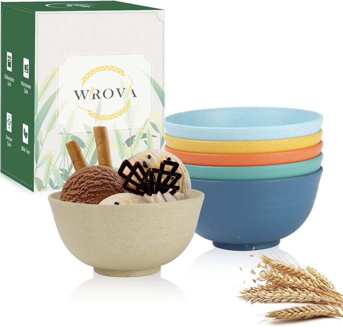 Unbreakable Wheat Straw Bowls for Kids, 10 oz Snack Bowls Set of 6, Small Handy Bowls Set for Snack, Dessert and Appetizer,Multi Color