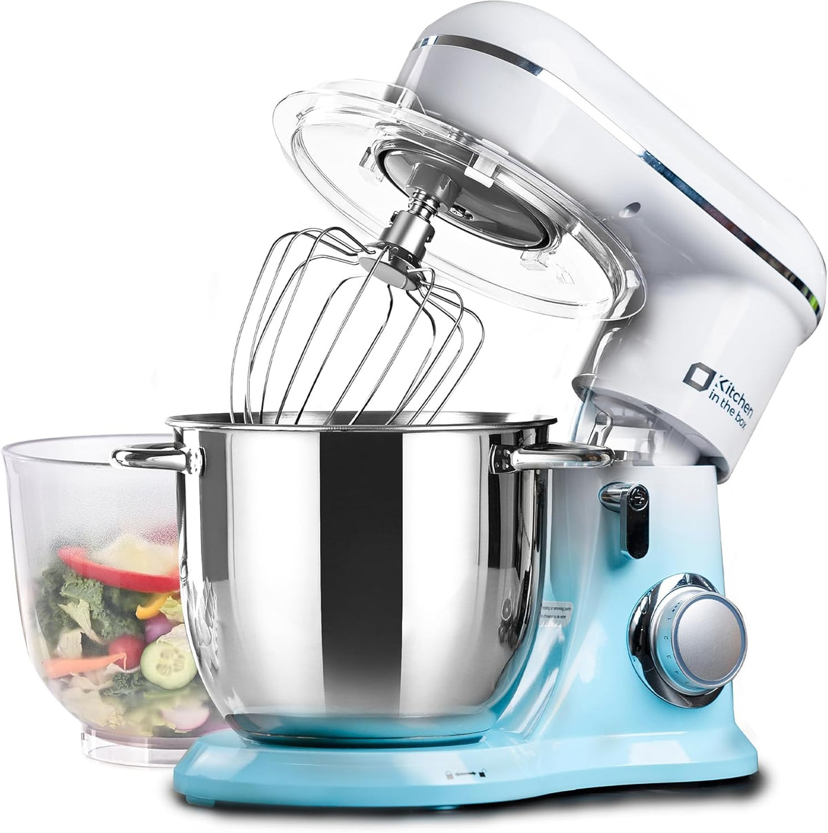 Kitchen in the box Stand Mixer, 5QT + 4.5QT Two bowls Electric Food Mixer, 10 Speeds Kitchen Mixer for Daily Use with Egg Whisk,Dough Hook,Flat Beater (Gradient Blue, 5QT)
