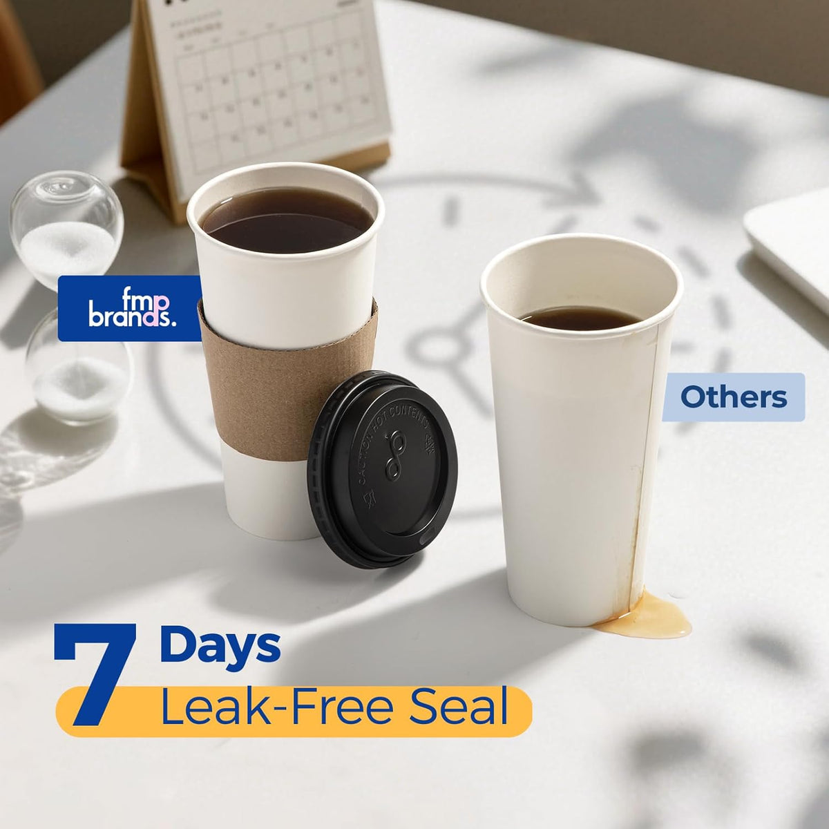 Fit Meal Prep 24 oz 50 Pack To Go Coffee Cups with Lids and Sleeves, Disposable Paper Coffee Cups with Lids for Hot/Cold Beverage