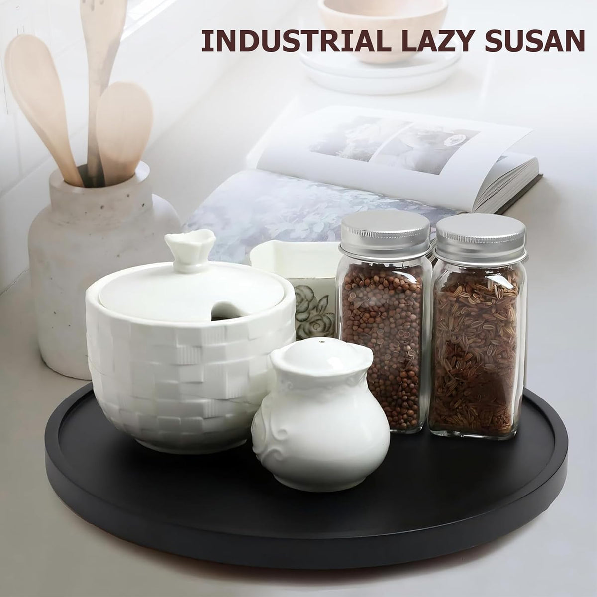 [ 2 Pack ] 12-inch Lazy Susan Organizers, ACIAZAAZ Lazy Susan Turntable for Cabinet, Kitchen Turntable Storage for Table, Countertop, Pantry
