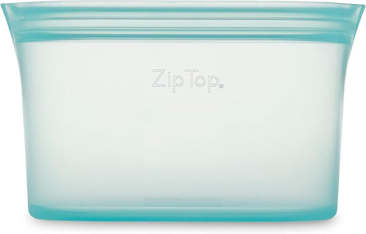 Zip Top Reusable Food Storage Bags | Small Dish [Teal] | Silicone Meal Prep Container | Microwave, Dishwasher and Freezer Safe | Made in the USA