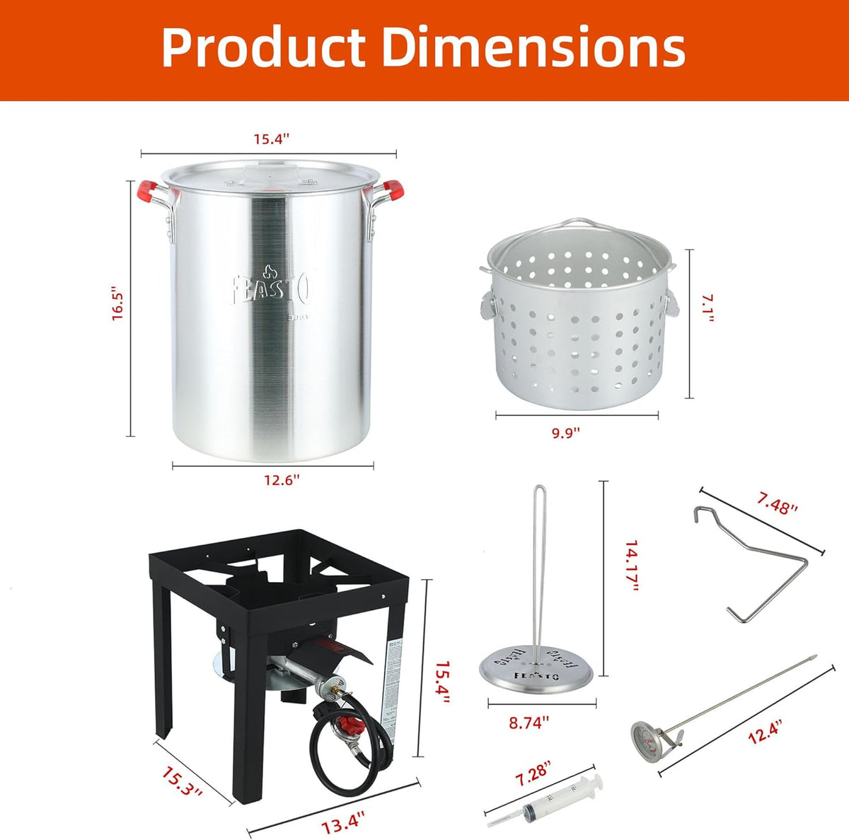 22701A 30QT Turkey & Fish Fryer Set for Outdoor Cooking, CSA Certified,Turkey Deep Fryer Pot with Basket for Thanksgiving Day, 50,000 BTU Propane Burner Outdoor Fryer