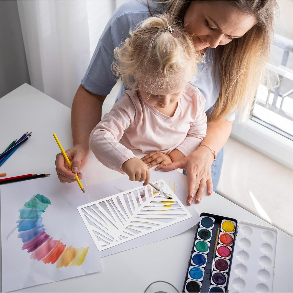 18Pcs Stencils for Crafts Painting, Reusable Cake Stencils Decorating Texture Stencil Background Stencil Leaf Floral Tree Templates for Painting on Wood Furniture Card Canvas Paper Scrapbook