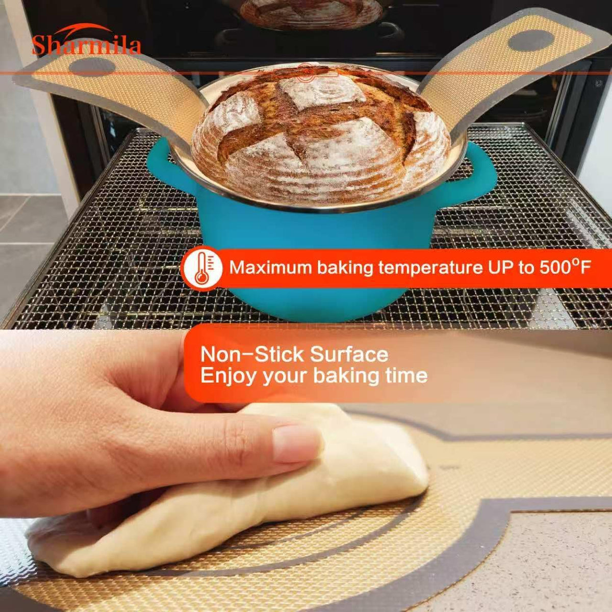 Silicone Bread Sling for Dutch Oven - Non-Stick & Heat Resistant, 2Pcs Oval and Round Reusable With Long Handles for Transfer Sourdough
