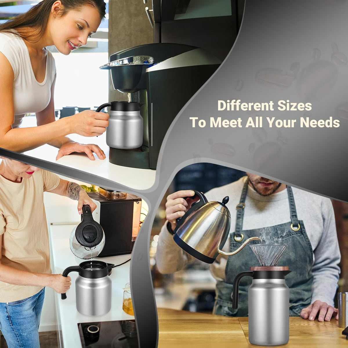 27Oz Thermal Coffee Carafes For Keeping Hot/Cold, Stainless Steel Coffee Carafe, Dustproof Insulated Water Carafe for Party/Home,Silver