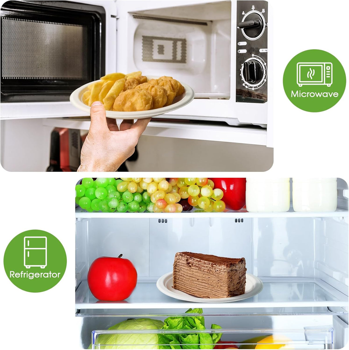 ECOLipak 6 Inch Disposable Compostable Small Paper Plates, 500 Pack Recycled Sugarcane Bagasse Biodegradable Heavy Duty Mini Dinner Appetizer Cake Dessert Plates for Party(White)