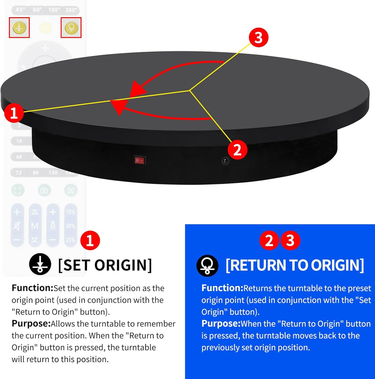 23.6In Remote Large Motorized electric turntable Rotating platform Photography Turntable Motorized lazy susan Base giratoria para for Photography,3D Scanner,Heavy duty display(Load Range:220~500lbs)
