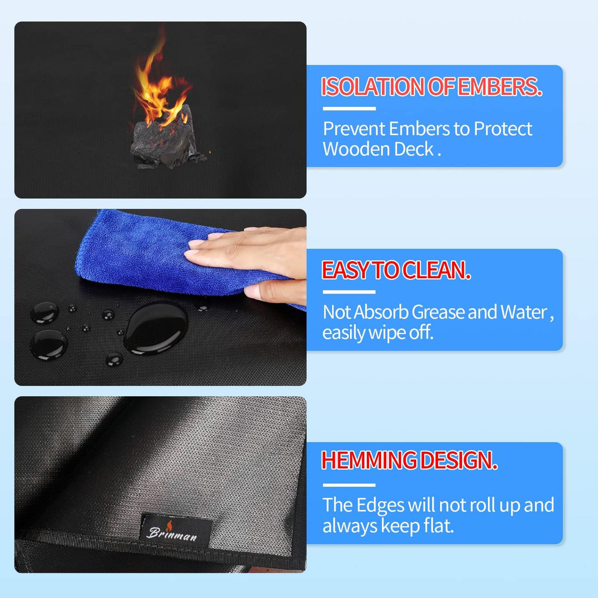 Under Grill Mats for Outdoor Grill - 48x40 Inch BBQ Mat for Under Barbecue - Double-Sided Fireproof Patio & Deck Protector Mat - Fire Pit Mat -Oil-Proof Grill Floor Pads - Stove Mat Patio Accessories