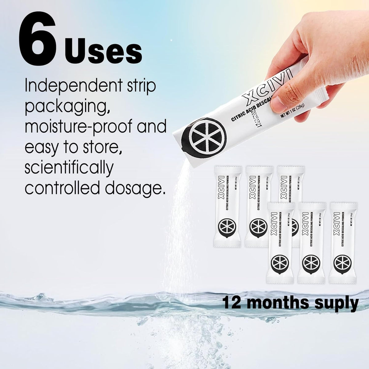 xcivi Household Ice Maker Descaling Powder Compatible with GE Profile Opal Ice Maker, Ice Machine Cleaner Maker Descaler, Helps Remove Hard Water and Mineral Buildup, Individually Packed (12)