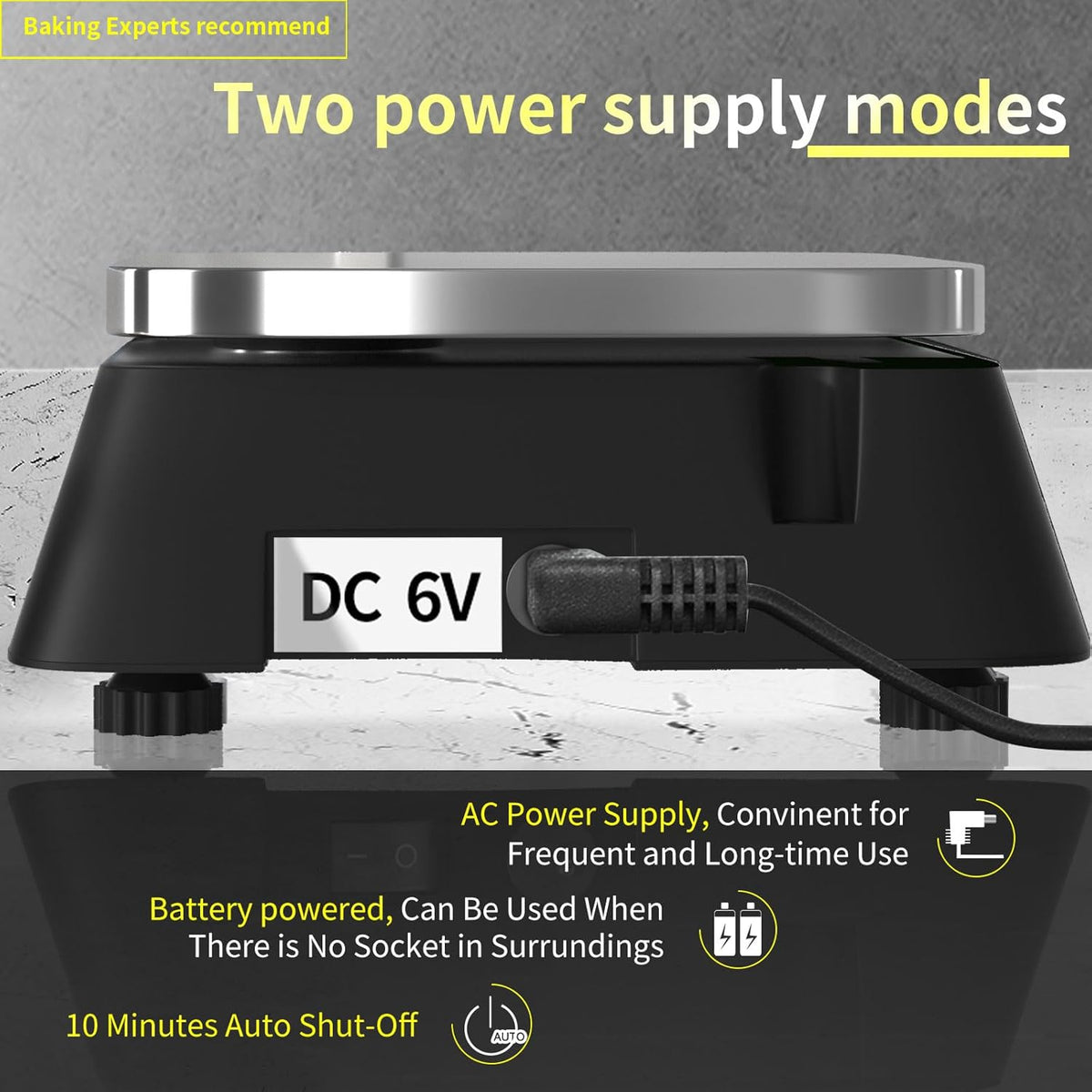 Kitchen Scales Digital Weight Grams and Ounces, YONCON KF-H8U Food Scale for Bakers, Candle and Soap Making, Baking Scale with Stainless Steel Large Platform, 22lb, 3*AA Batteries and AC Power Adapter