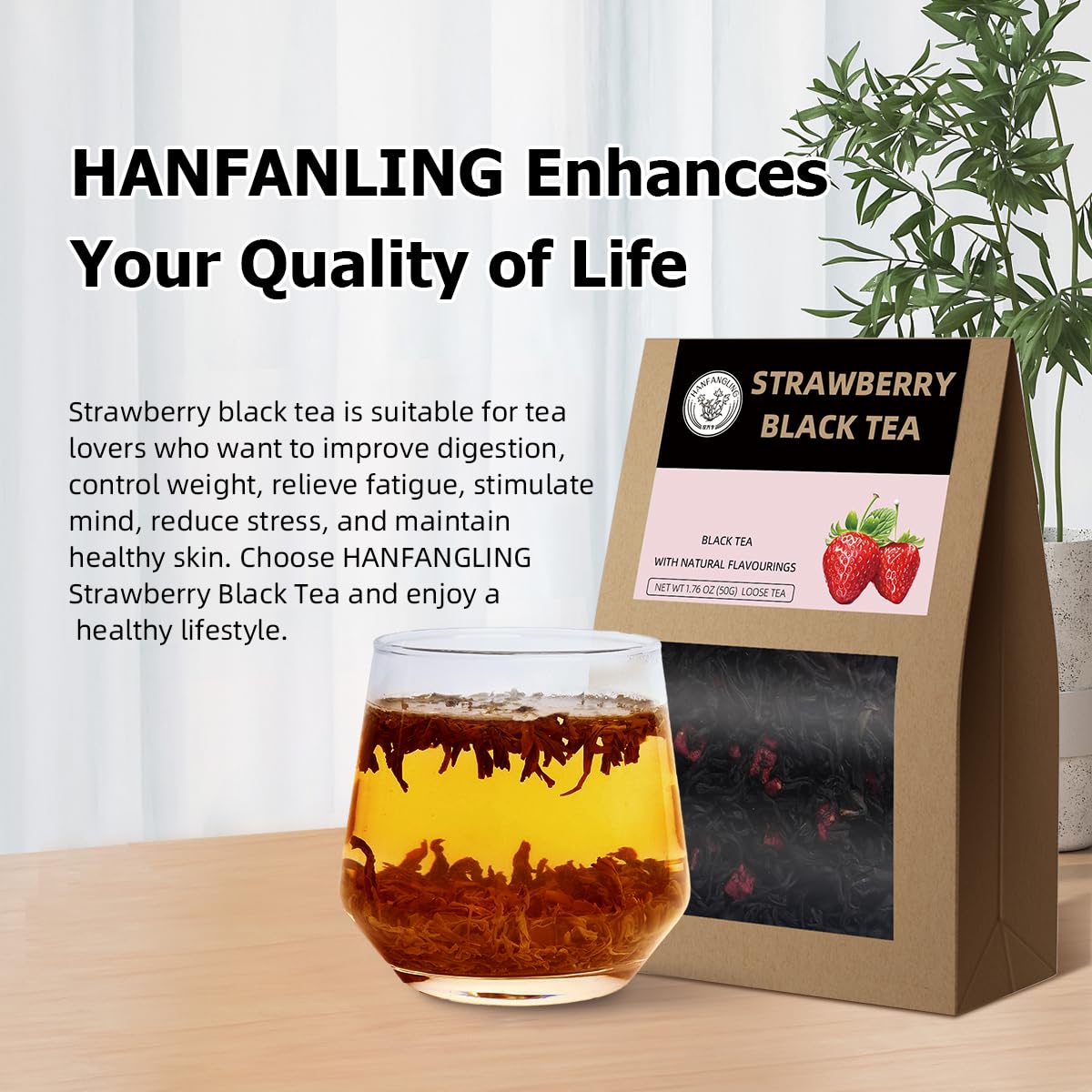 HANFANGLING White Peach Oolong Tea and Strawberry Black Tea, Natural Loose Leaf Tea,The Choice for Enjoying a Beautiful Life,Tea Lover's Gift (White Peach Oolong Tea + Strawberry Black Tea)