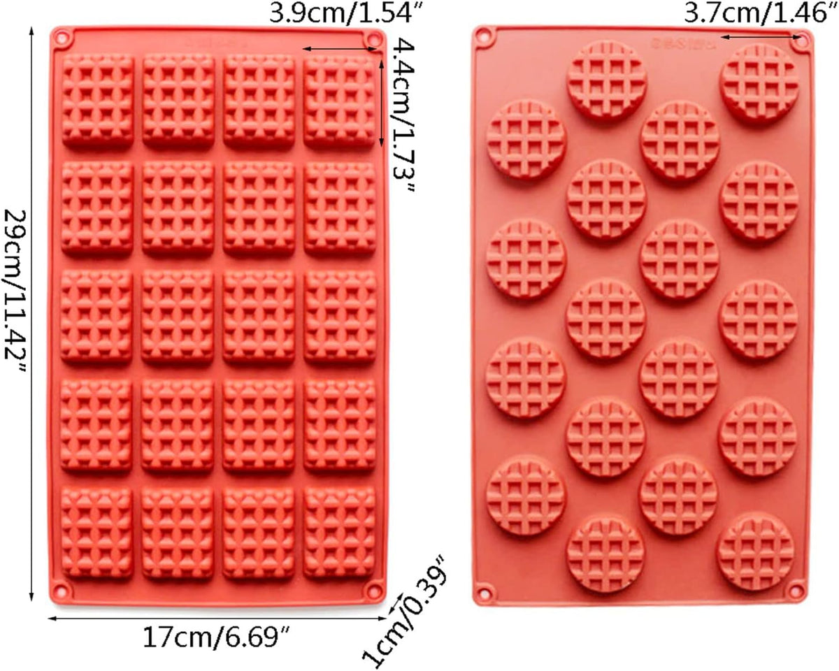 Silicone Waffle Mold Set, 2PCS/Set 20 Cavity Mini Silicone Waffle Mold Waffle Making Mold, Non-stick Cake Cookie Chocolate Making Mold for Baking