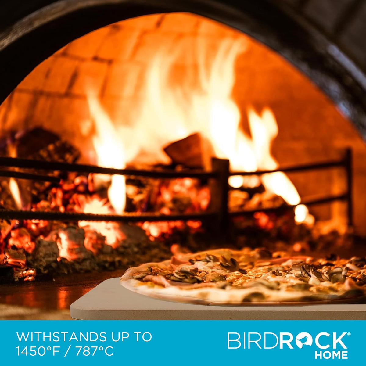 BIRDROCK HOME Pizza Stone for Oven and Grill | 15"x12" Rectangular Cordierite Baking Stone for Cooking, Bread, Pie, BBQ | Indoor - Outdoor | Grill, Smoker, Toaster Use | Ceramic Sheet for Crispy Crust