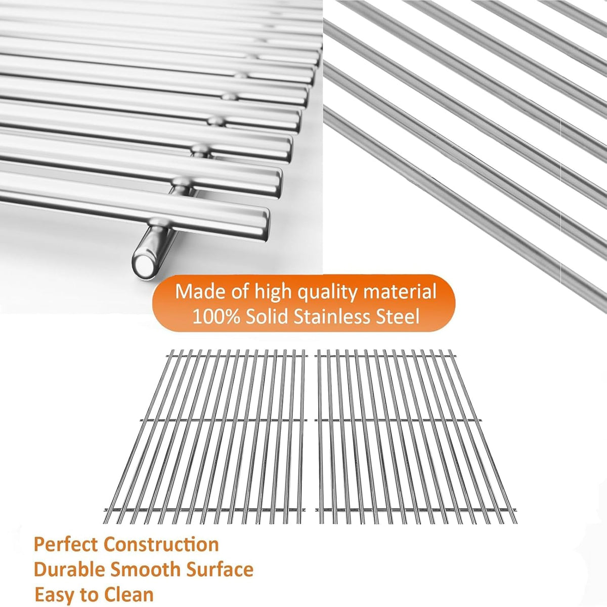 19.5" Stainless Steel Cooking Grates for Weber Genesis 300 Series, 19.5" Grill Grates Replacement Parts for Genesis E310 E320 E330 S310 S320 S330, Weber Genesis Grill Grates 7528/7524