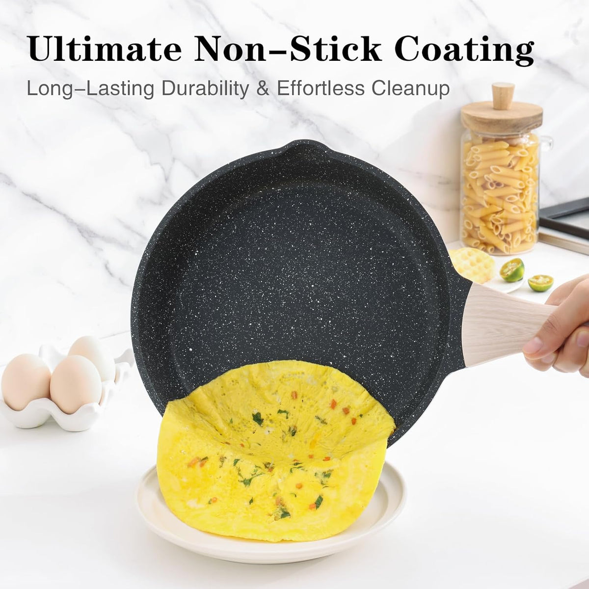 Frying Pans Nonstick with Lid, 12.5 Inch Large Skillet with Lid, Induction Cooking Pan, Stay-Cool Handle, Compatible with All Stovetops, PFOA Free