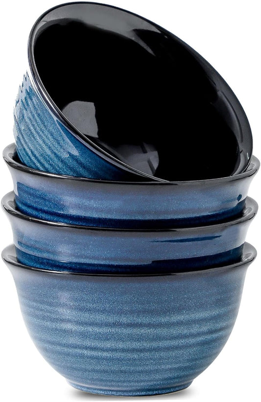 MEKY Soup Bowls Set of 4,40 OZ Large Ceramic Bowls - 7 Inch Deep Bowls for Ramen, Pho, Salad, Pasta, Cereal, Dishwasher & Microwave Safe Stackable Serving Bowls(Blue)