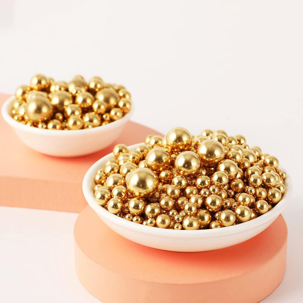 Kasvan Gold Pearl Sugar sprinkles - Edible Candy Pearls 130g/4.58 Oz, Mix Size Cake Candy, Decorate Cakes, Cookies, Ice Cream (Bright Gold)