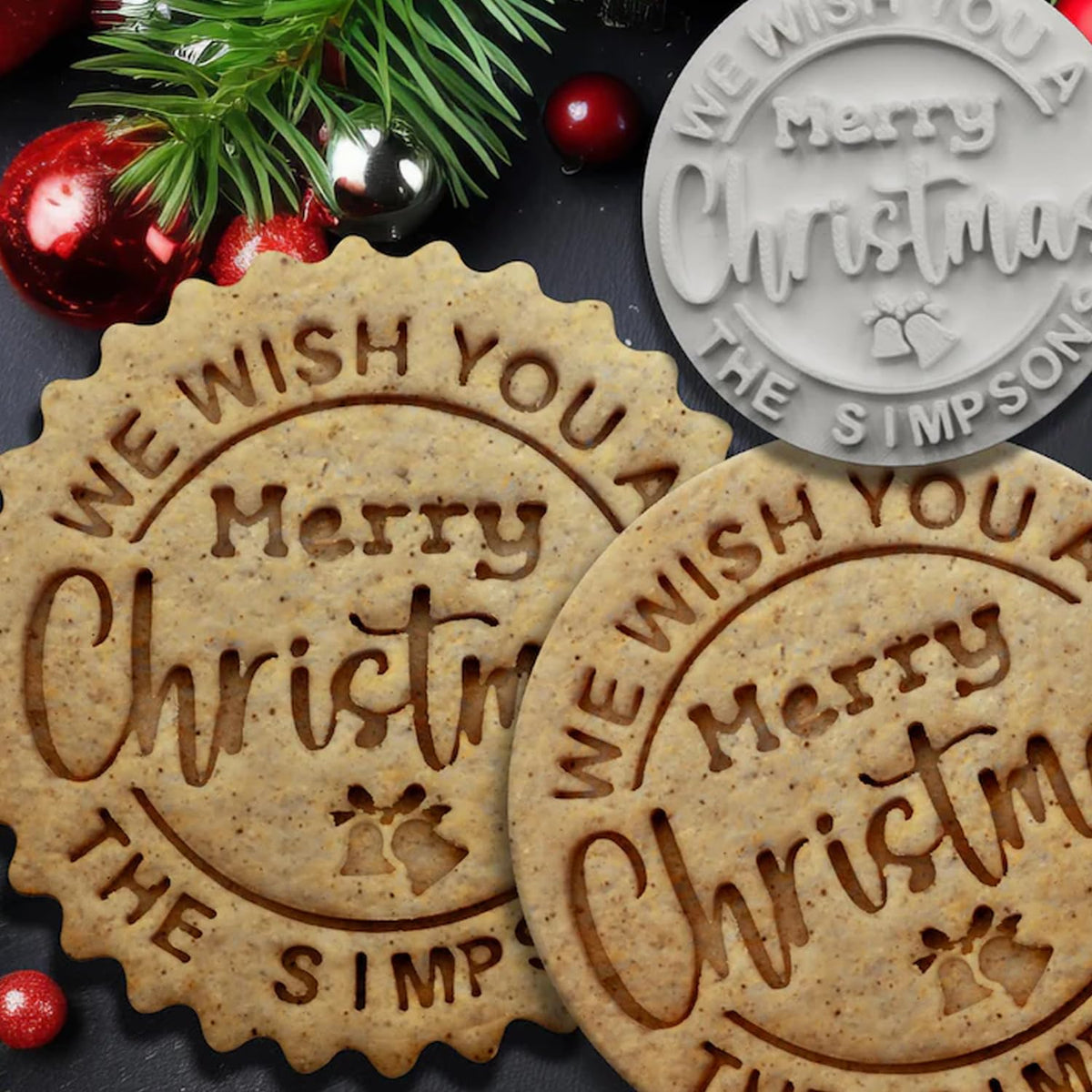Personalized Christmas Cookie Stamps Customizable Name Cookie Stamps With Handle Cutter For Cookie Baking Decorating Cakes And Handmade Christmas Gifts Perfect (Concave cookie design)