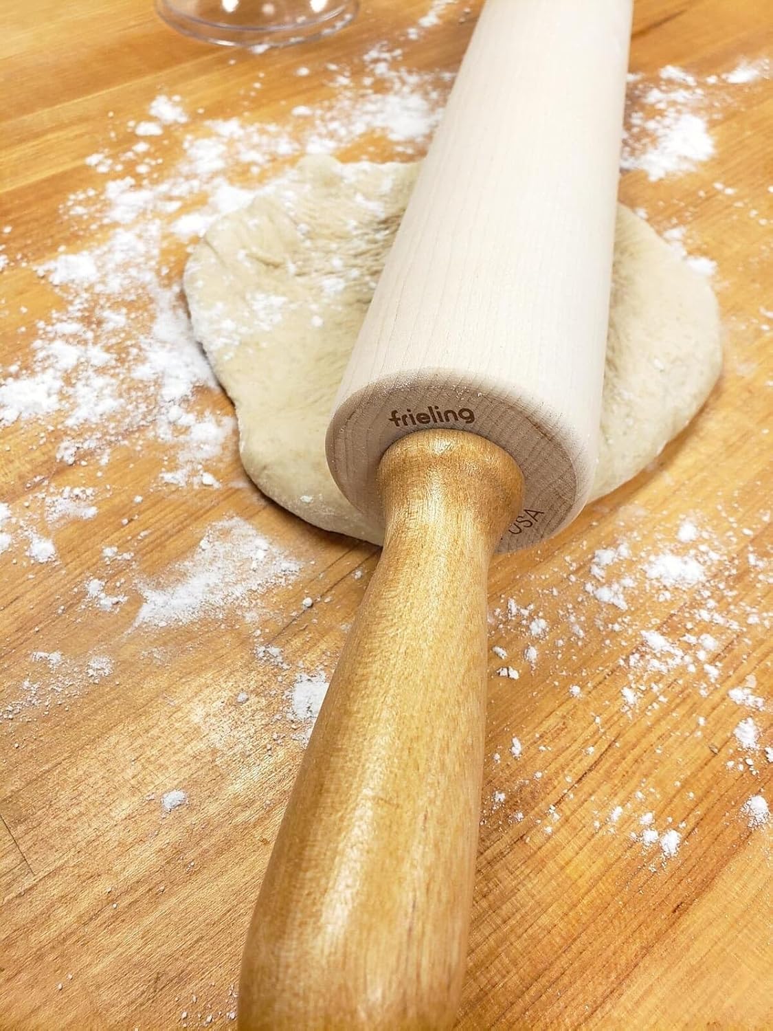 Frieling Crafted In the USA Maple Rolling Pin - Heavy Duty Rolling Pin with Ball Bearing Handles - 2.75-Inch by 18-Inch Barrel - Wooden Rolling Pin Baking