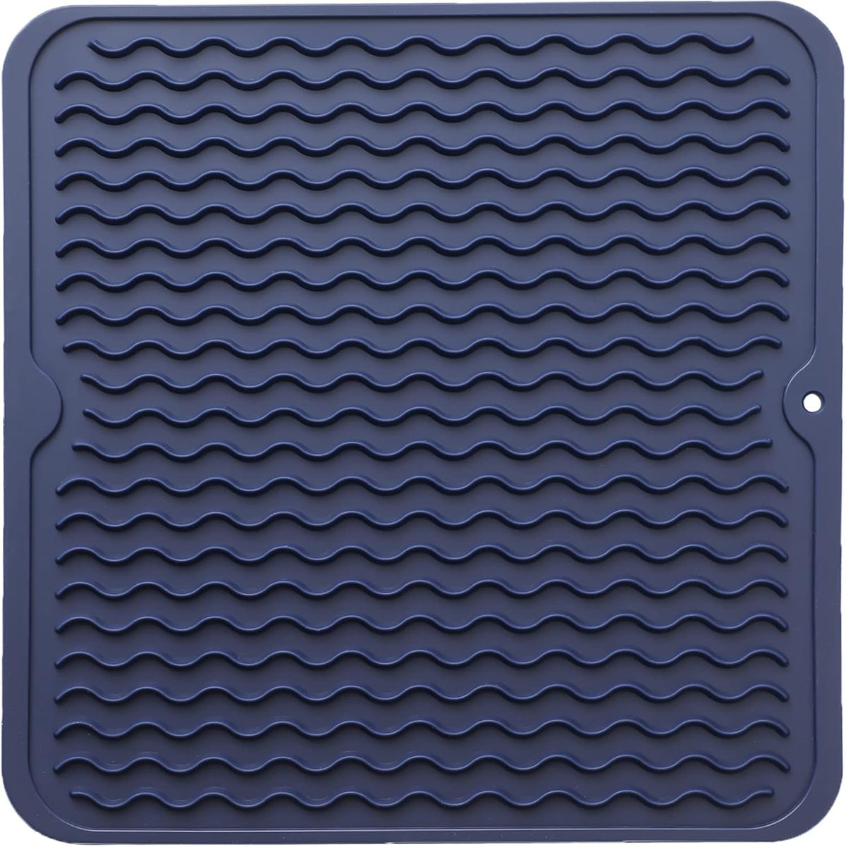 Silicone Dish Drying Mat for Multiple Usage,Easy clean,Eco-friendly,Heat-resistant Silicone Mat for Kitchen Counter or Sink,Refrigerator or Drawer liner Navy Blue M 12 inches x 12 inches