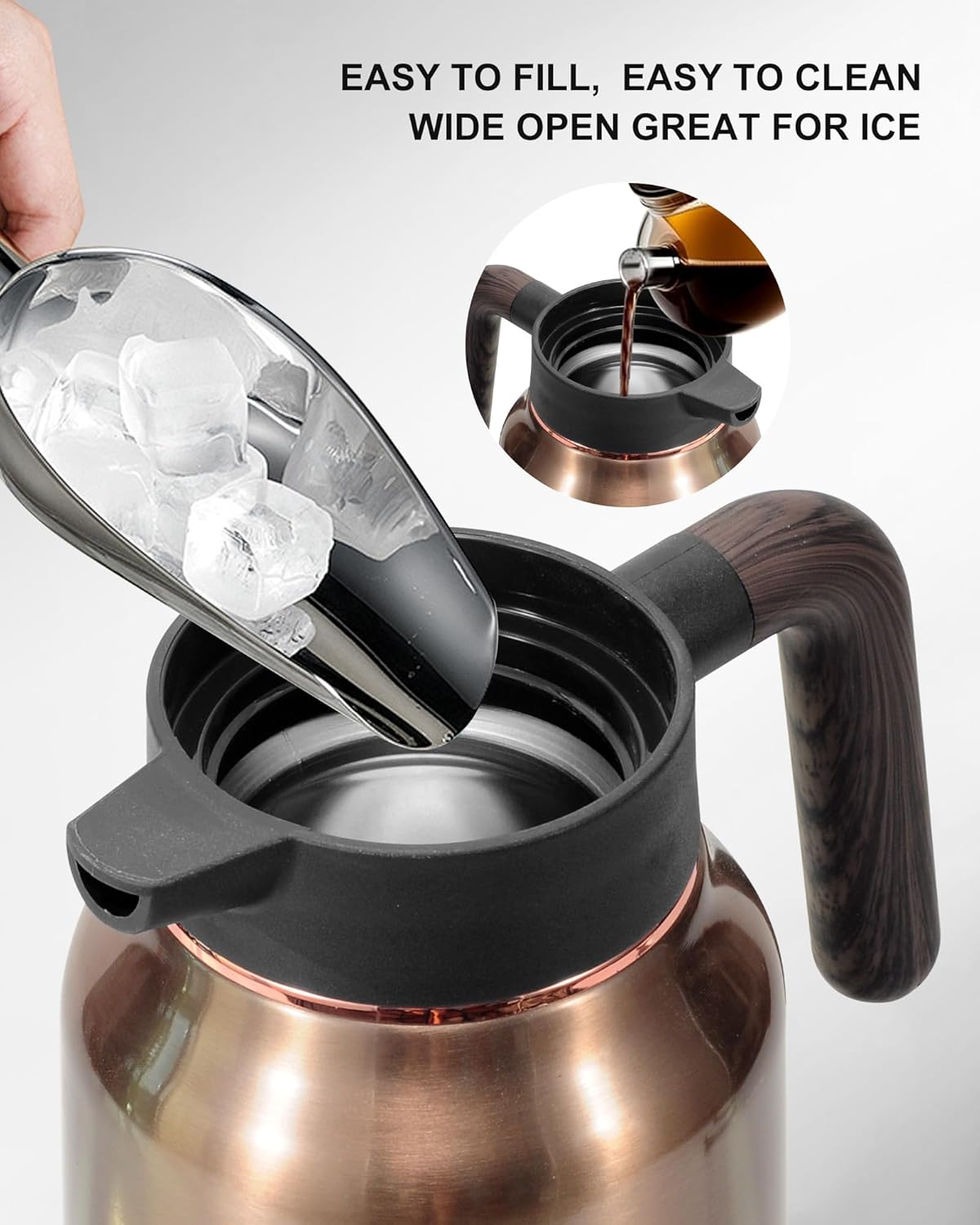Carafes for Hot Liquids 70 oz - 12 Hour Stainless Steel Thermal Coffee Carafe-Insulated Coffee Carafes For Keeping Hot/Cold Coffee, Tea, Water, Drink Dispenser for Parties(2 gold)