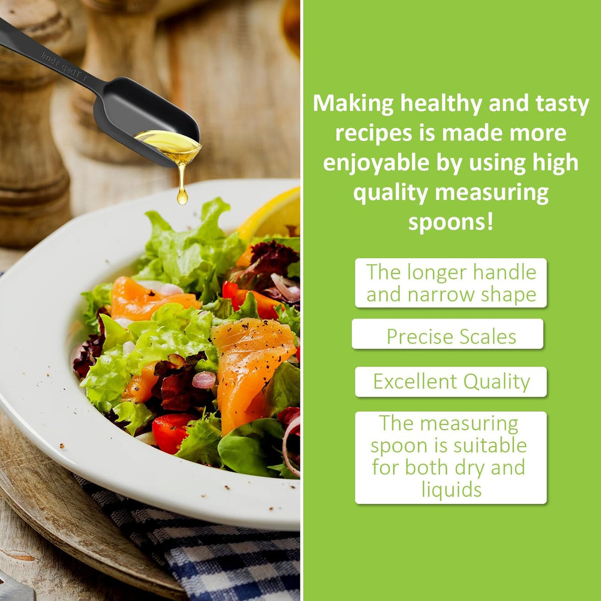 2 Pcs 1/8 Teaspoon (0.63 mL | 1/8 Tsp | 0.63 cc | 1/64 oz) Stainless Steel Single Measuring Spoon, Long Handle Metal Measuring Spoon, Kitchen Gadgets for Cooking & Baking(Black)