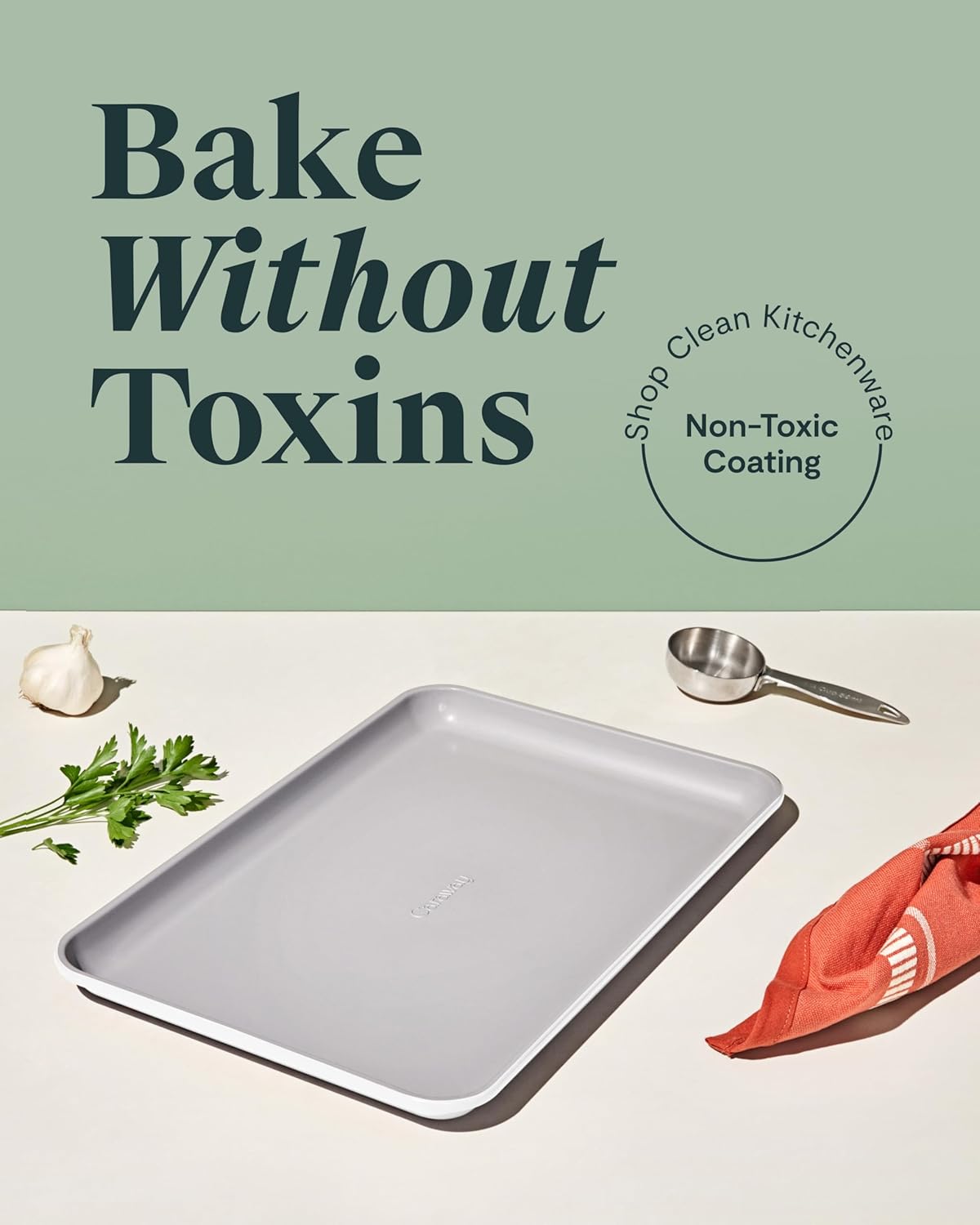 Caraway Non-Stick Ceramic Baking Sheet - Naturally Slick Ceramic Coating - Non-Toxic, PTFE & PFOA Free - Perfect for Baking, Roasting, and More - Medium (15" x 10") - White