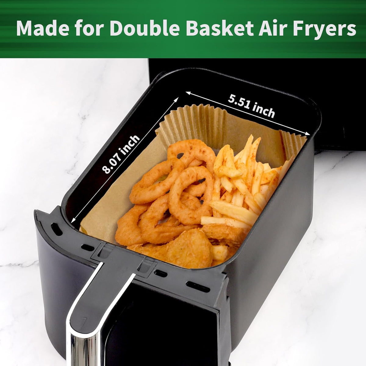 Air Fryer Liners Disposable, 200 pcs Rectangle Air Fryer Parchment Paper Sheets Air Fryer Accessories for Ninja SL401 DoubleStack XL 2-Basket Air Fryer